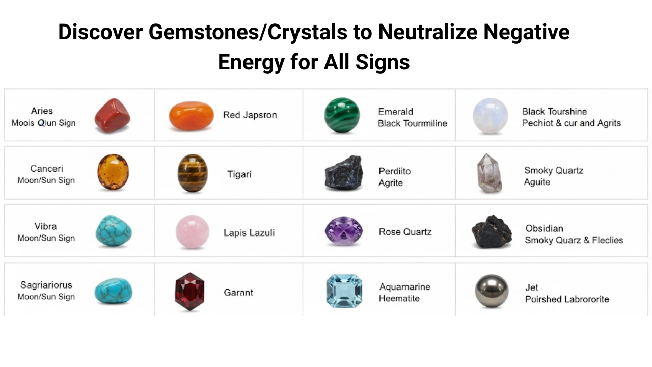Discover Gemstones/Crystals to Neutralize Negative Energy for All Signs